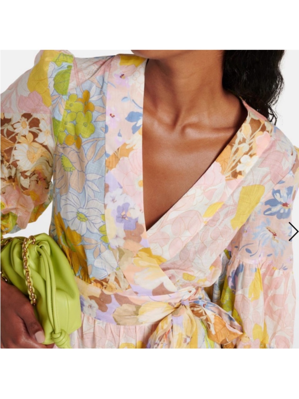 NWOT Zimmermann POP FLORAL LS COTTON WRAP MINI DRESS Size 1(4-6US) - Picture 5 of 12